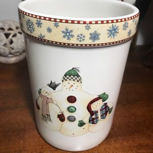 Debbie Mumm Snowflakes Ceramic Canister for Sakura - Cute Snowmen